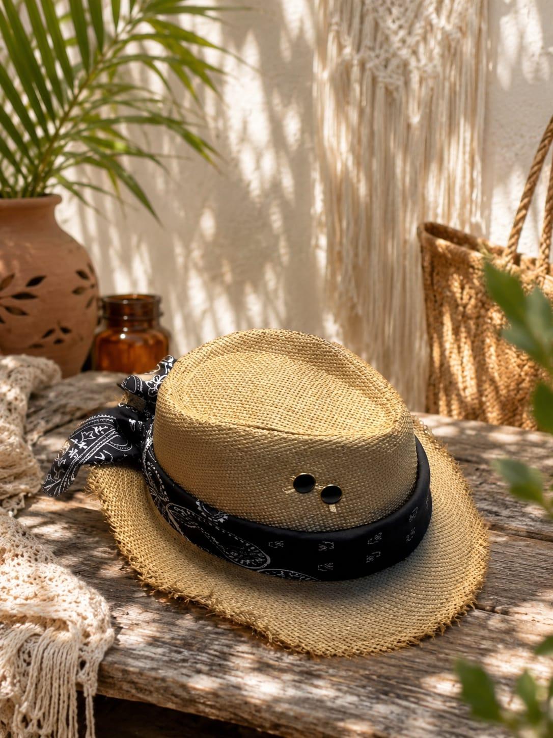 Ébène straw hat by Sapé
