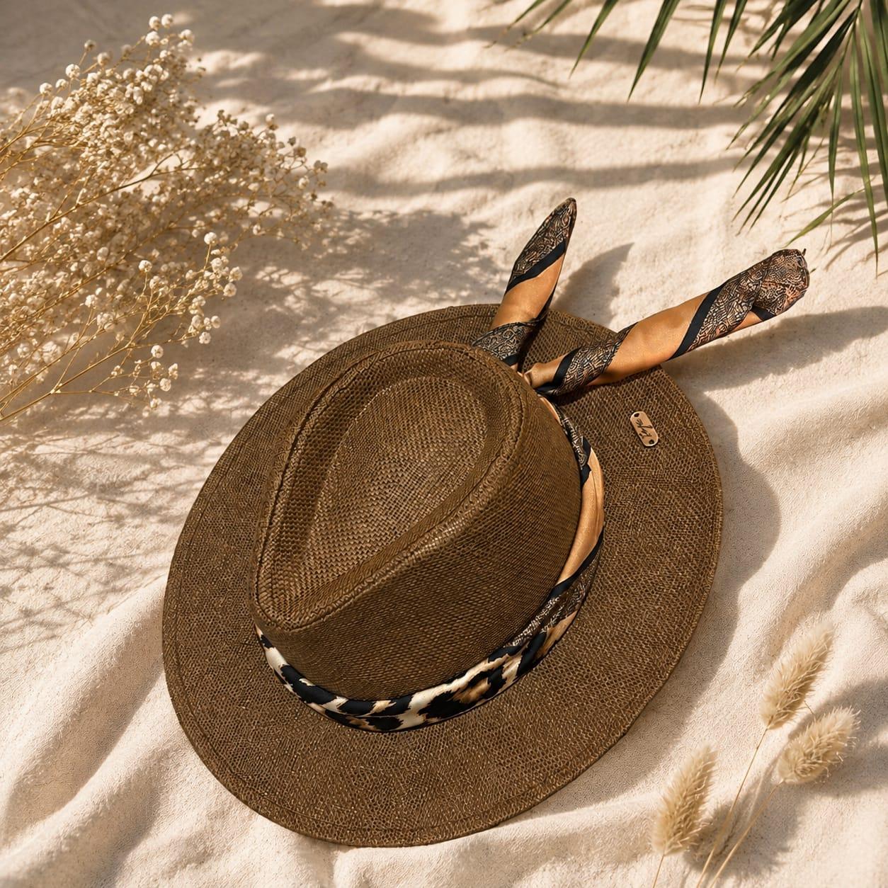 Léopard straw hat by Sapé