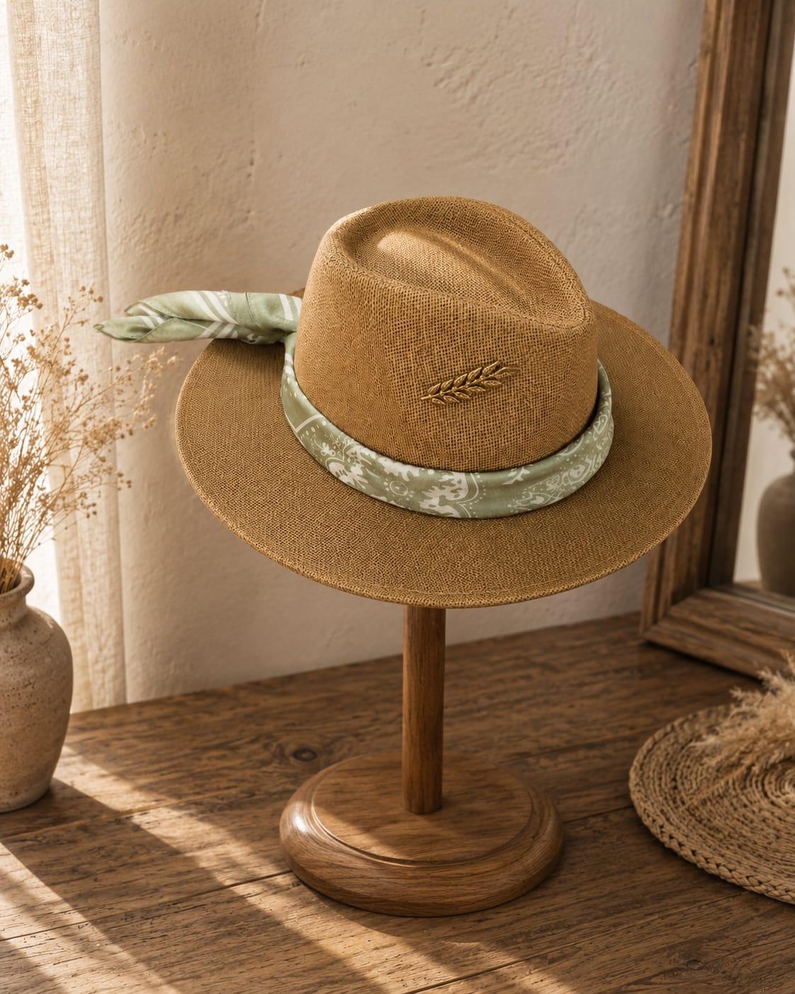 Olivine straw hat by Sapé