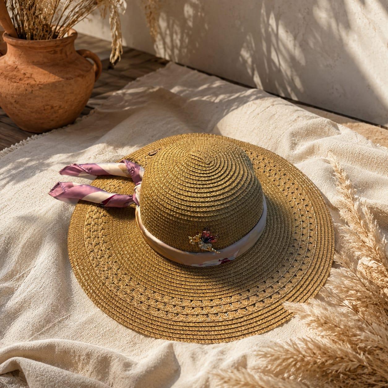 Violette straw hat by Sapé